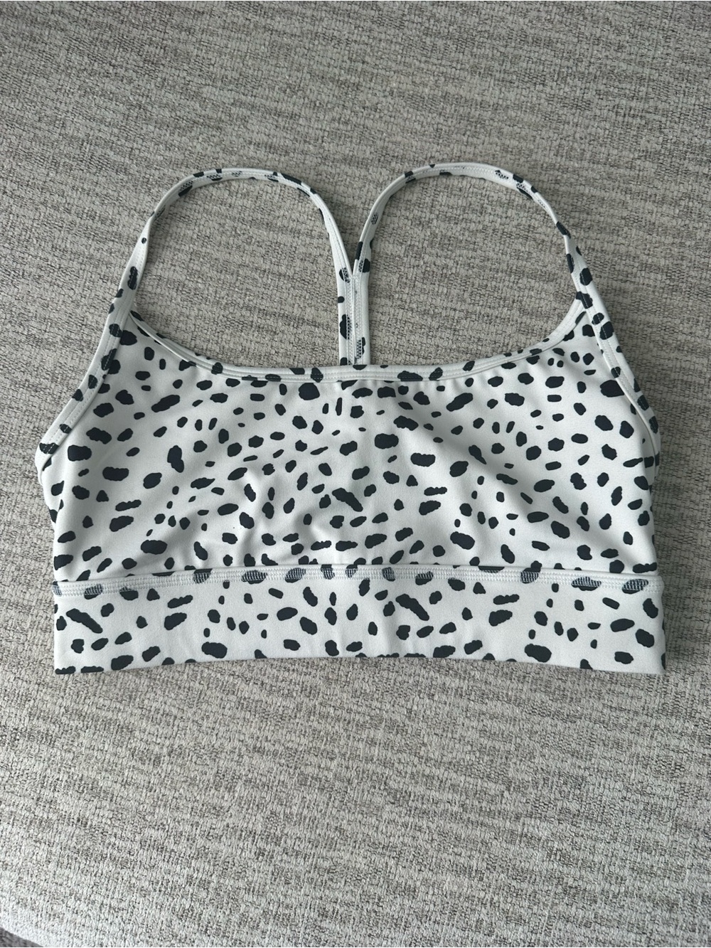 White & Black Dalmatian Print Sports Bra - Women